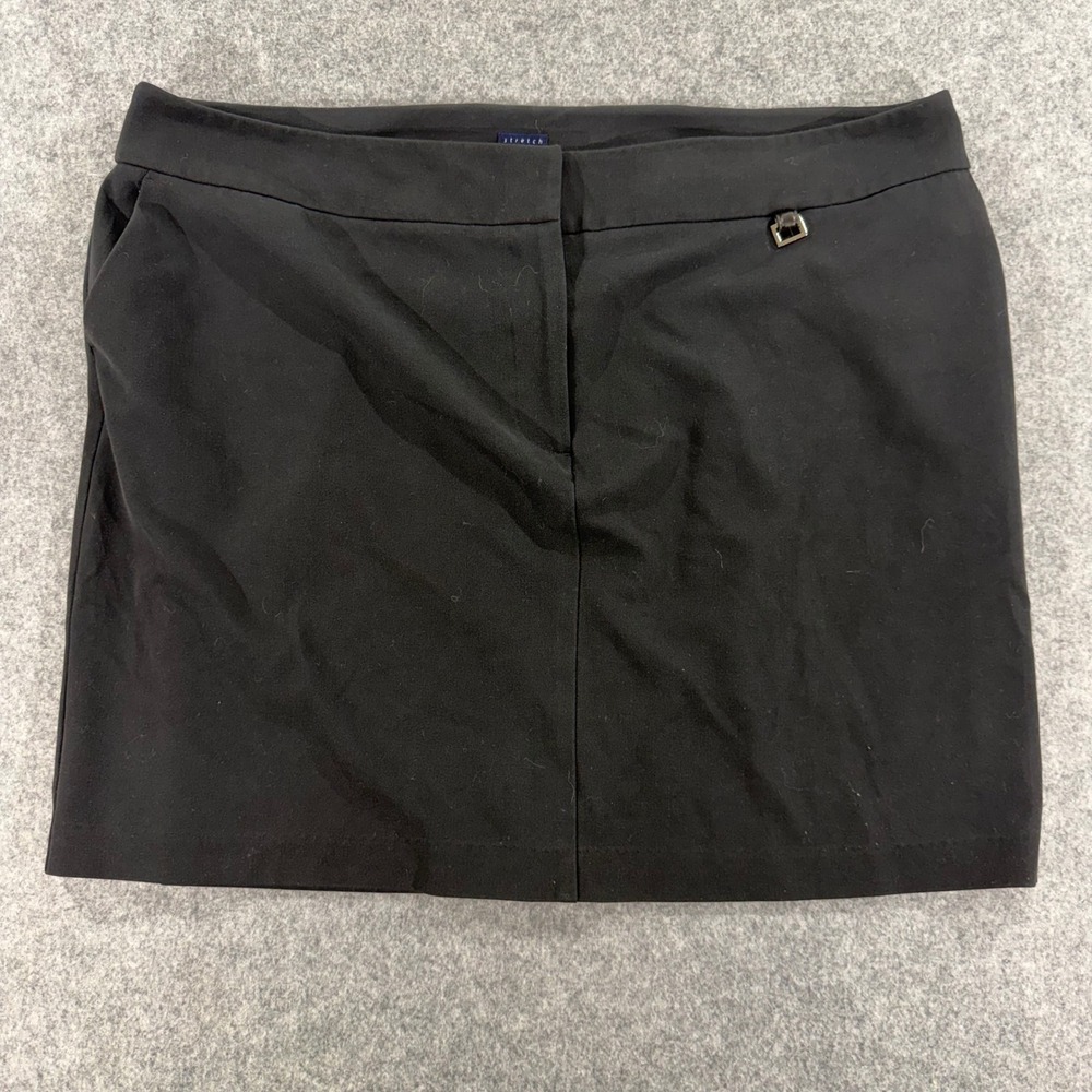 Venezia Jeans Black Stretch Mini Skirt Plus Size 24 Buckle Detail Tailored